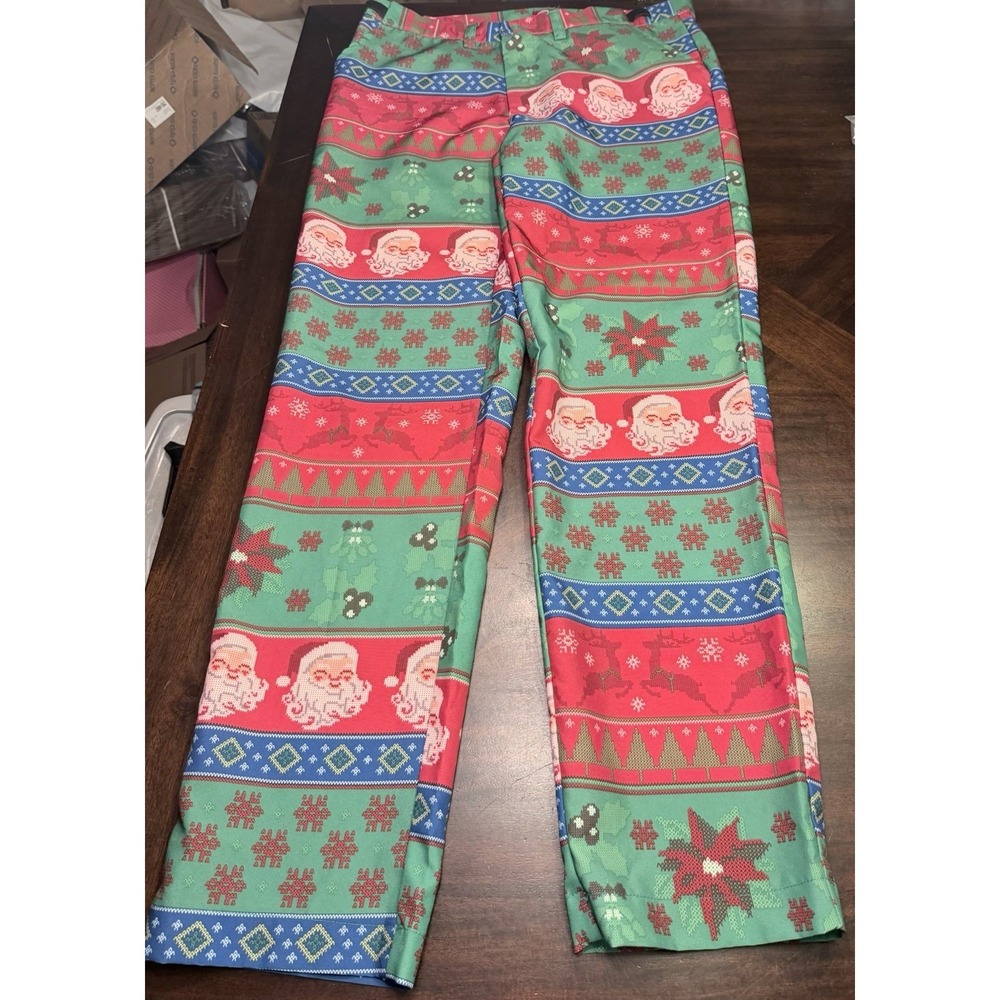 Dec 25th pants Size Large Christmas Holiday Santa Reindeer Ugly